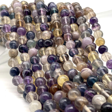 ABCGEMS Mexican Aqua Rainbow Fluorite Beads (Rare Color, Mohs Hardness 4) Healing Energy Crystal Stone Ideal for Bracelet Necklace Ring DIY Jewelry Making Craft Men Women Smooth Round 8mm Aqua Rainbow Fluorite (From Mexico)
